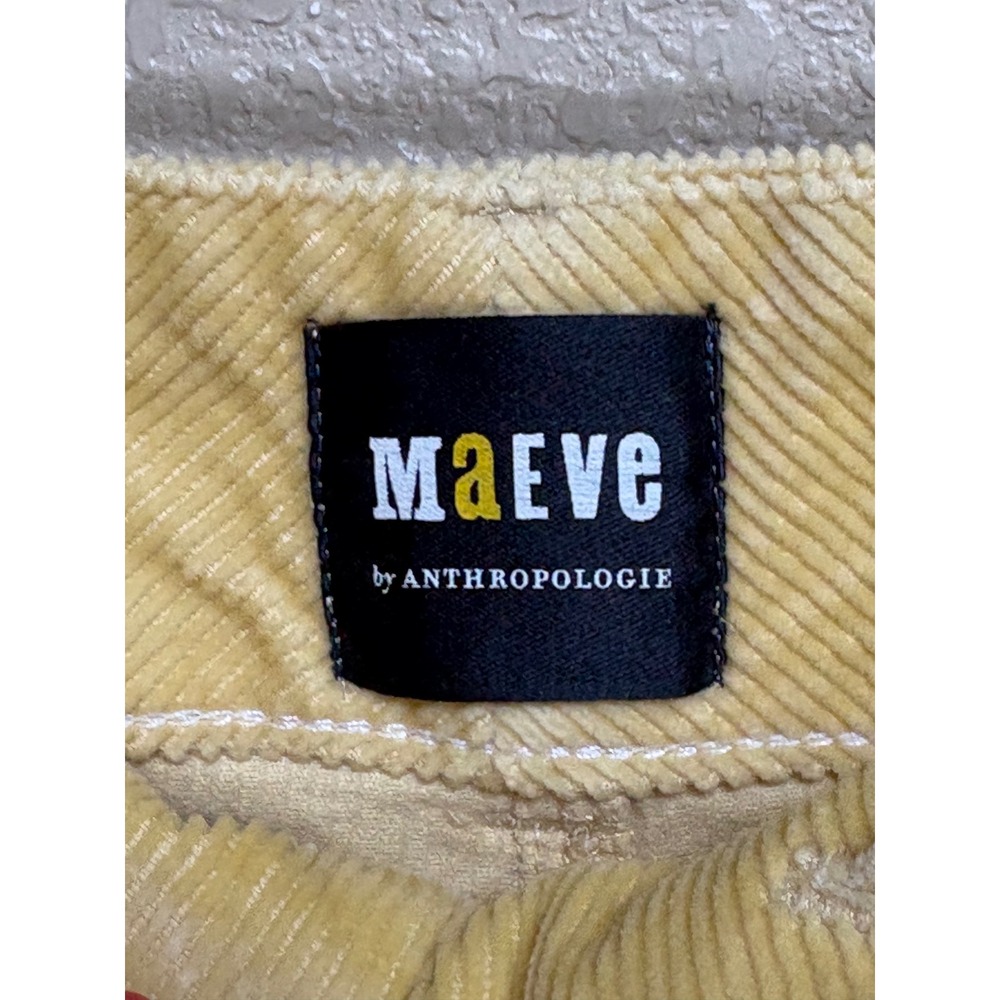 Maeve Anthropologie The Colette Cropped Wide-Leg Corduroy Pants Yellow Size 31 - Picture 4 of 10